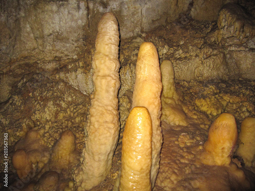 stalactites and stalagmites in the Novy Afon cave photo