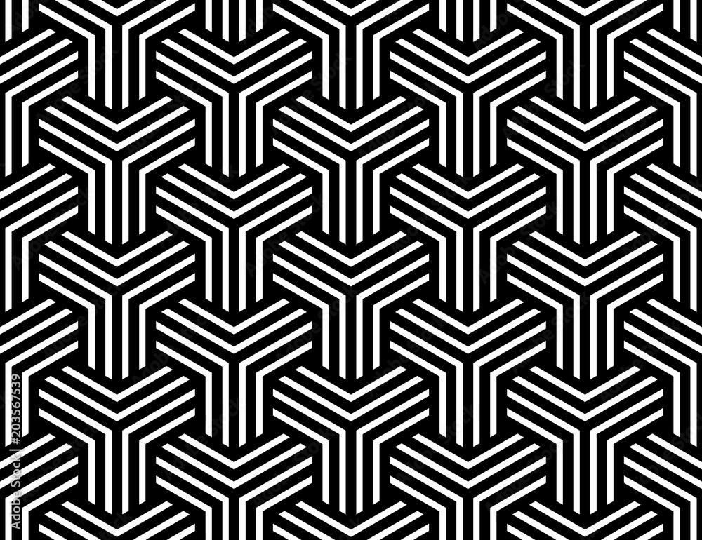 Seamless op art pattern. Illusion of  interlacing.