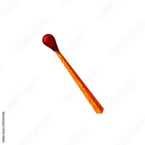 One flat match, cartoon flat vector illustration isolated on white background