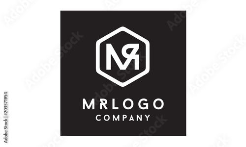 Hexagon Monogram Initials MR RM logo design 