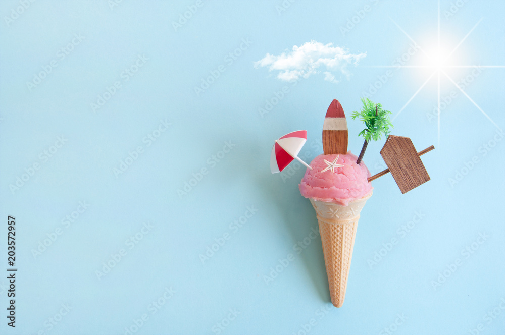 Summer icecream concept - obrazy, fototapety, plakaty 