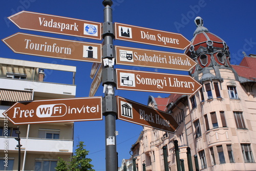 Szeged, Hungary landmark tables.