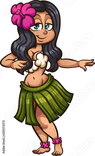 Hawaiian hula dancer. Vector clip art illustration. All in a single layer.