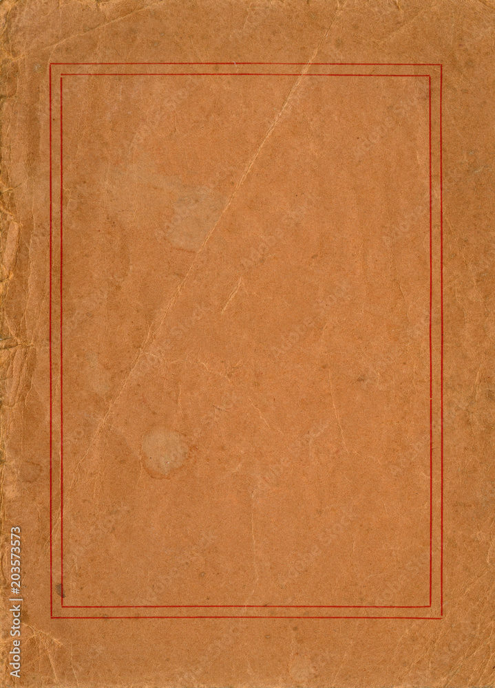 Obraz premium A vintage sheet of browning paper with a red border printed onto it