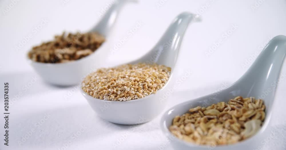 Various breakfast in spoon 