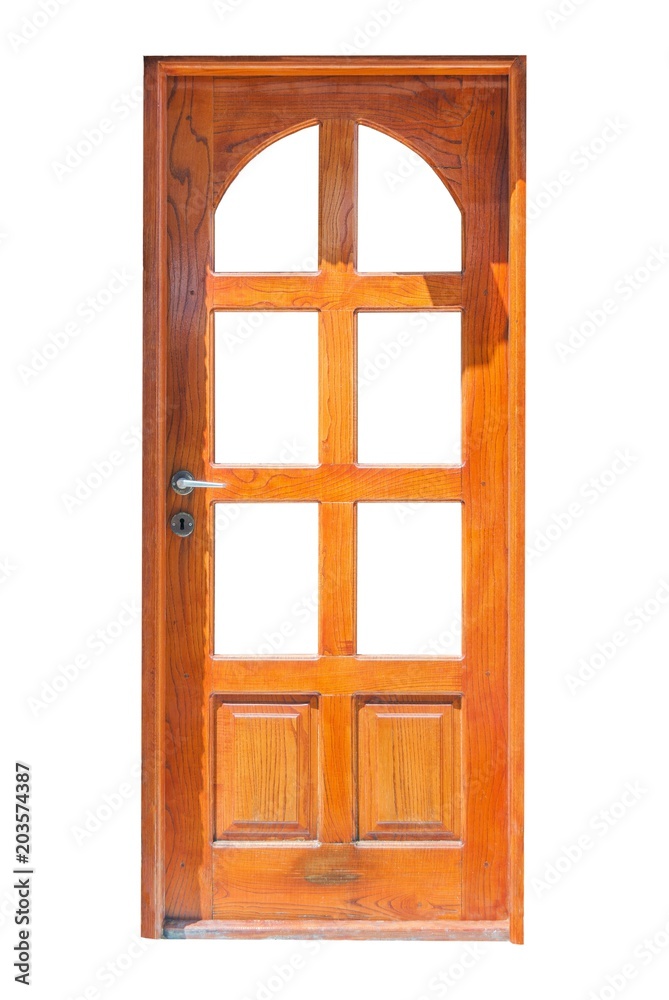Wooden glazed door isolated on white background Wooden glazed door isolated on white background