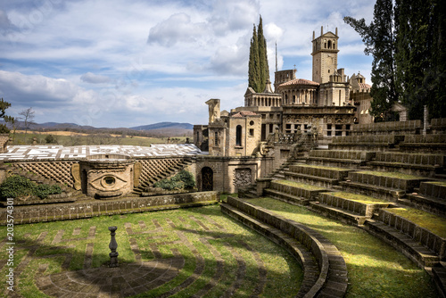 Montegabbione: Scarzuola, the Ideal City, the surreal work of art designed. Inside the park of ancient Catholic sanctuary in the country of Umbria region. Italy photo