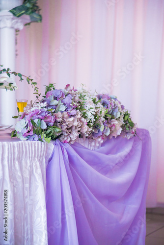 Wedding decor, floral design, circuits, design in fashion color ultraviolet.