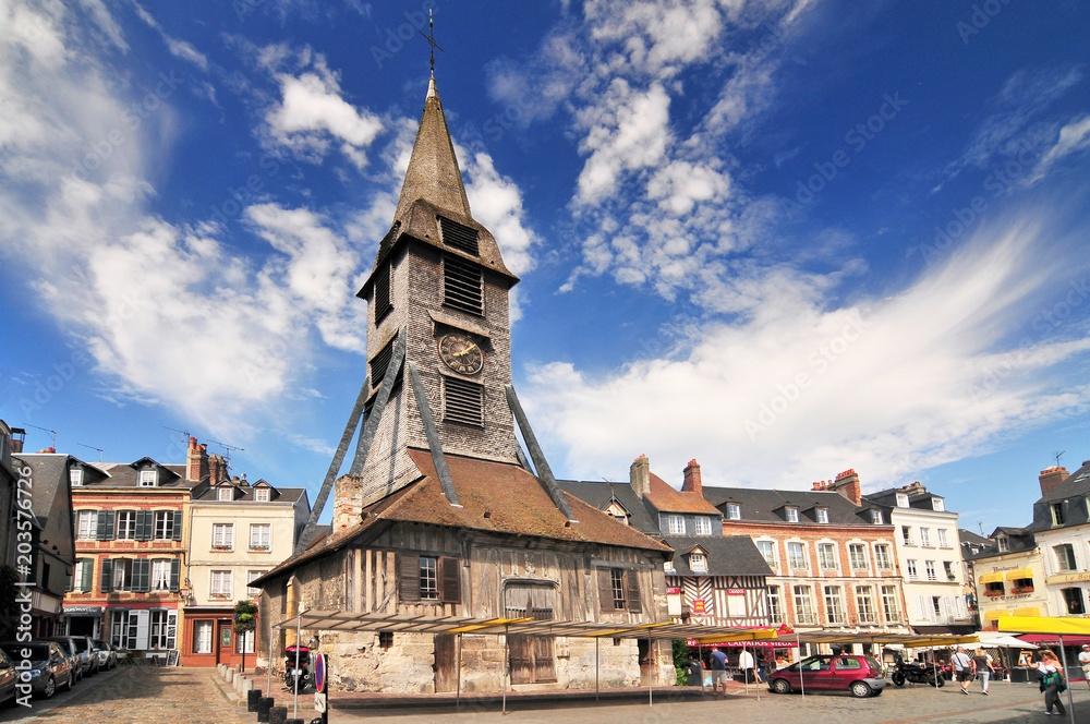 Bell tower of the Sainte Catherine church of Honfleur in Normandy.