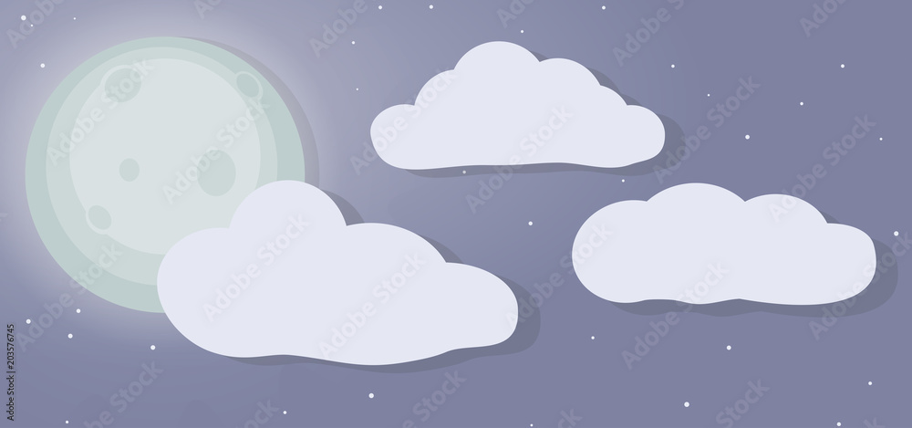 Background wallpaper about a night sky with clouds, stars and the bright moon. EPS 10 Vector Illustration. Background wallpaper about a night sky with clouds, stars and the bright moon. EPS 10 Vector Illustration.