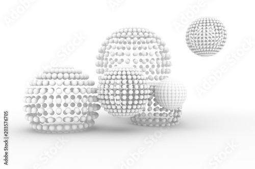 Spheres  modern style soft white   gray background. Creative  artwork  light   illustration.