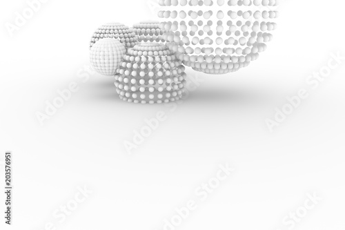 Spheres, modern style soft white & gray background. Abstract, dreamy, art & graphic.