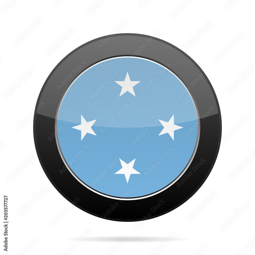 Flag of Micronesia. Shiny black round button. Flag of Micronesia. Shiny black round button.