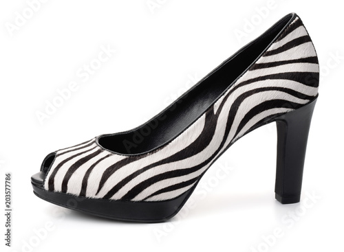 Zebra high heel fur shoe