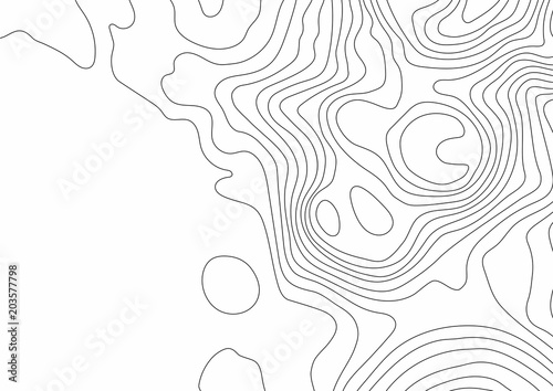 Abstract black and white topographic contours lines of mountains. Topography map art curve drawing. vector illustration.