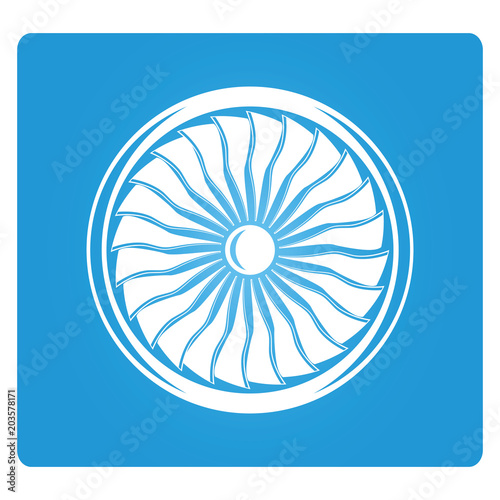 jet engine turbine in blue background