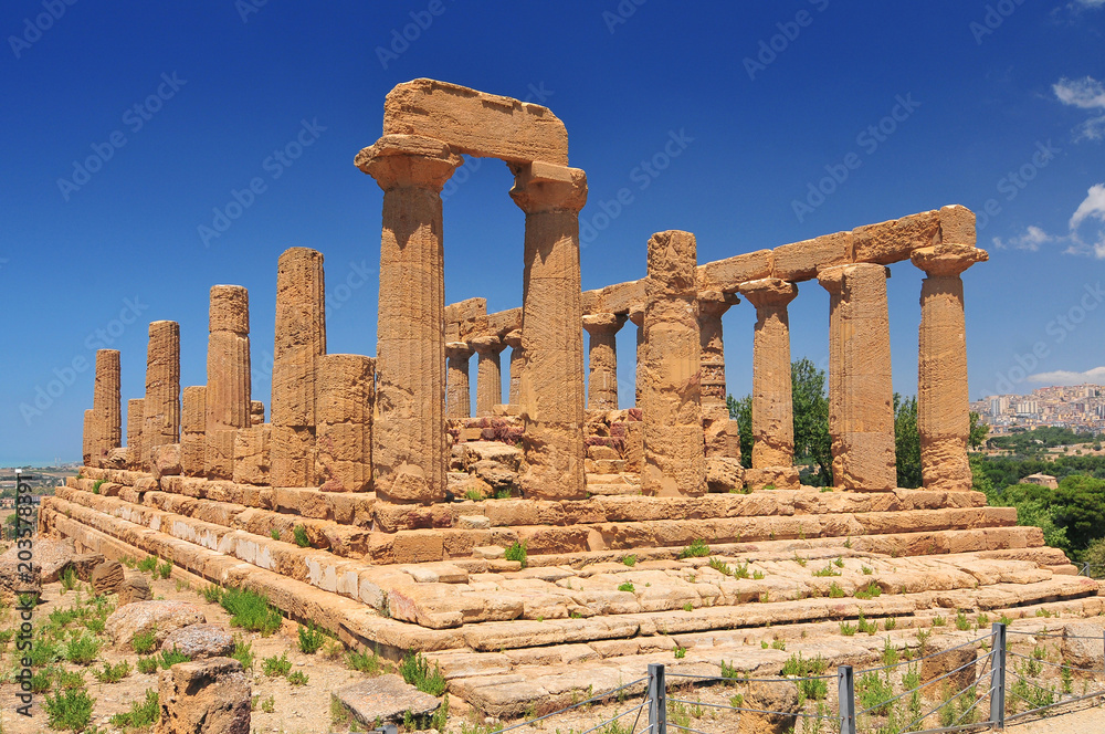 Ancient greek Temple of Juno Agrigento Sicily Italy.