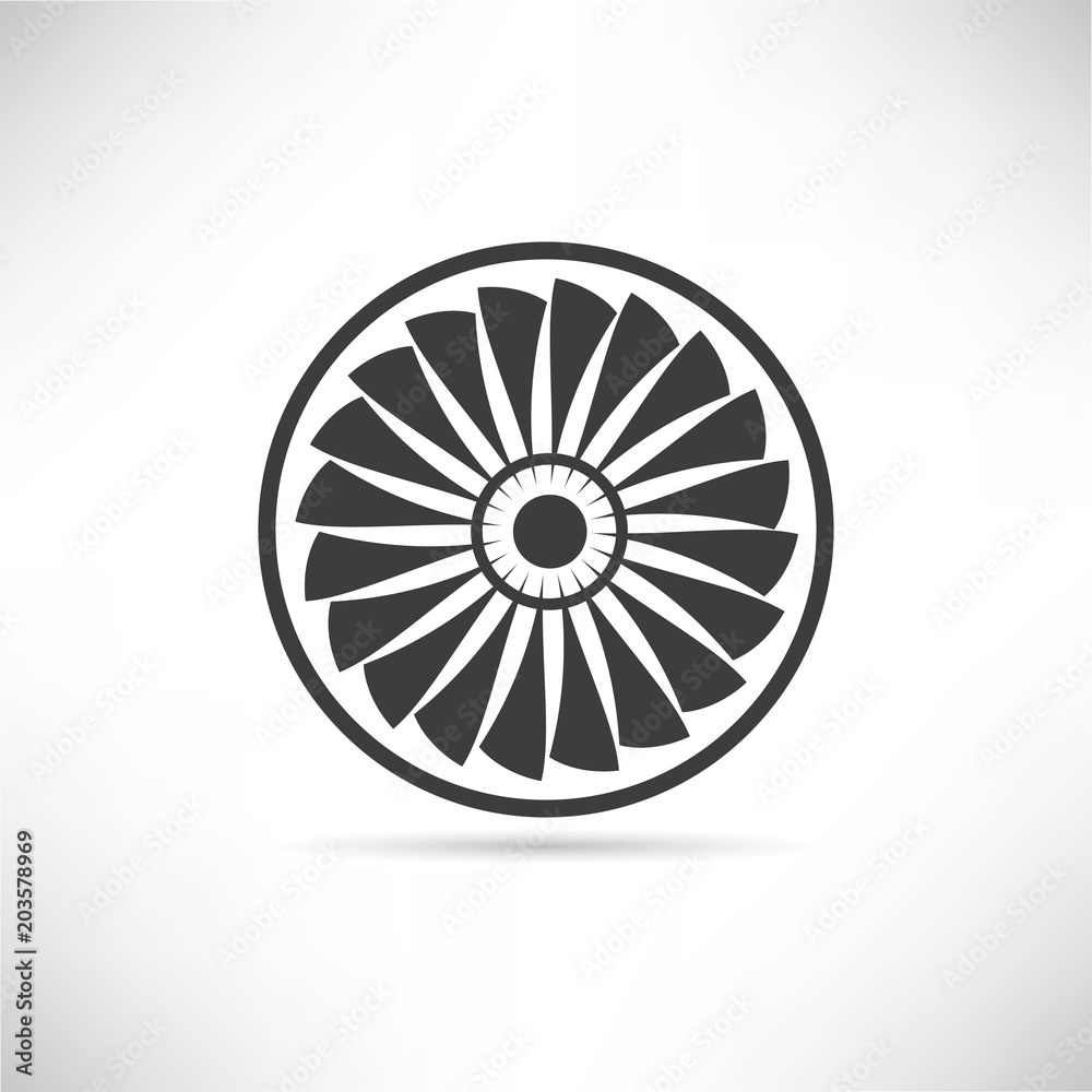 jet engine turbine, wind turbine icon