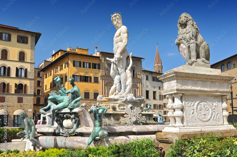 Fountain of Neptune is a fountain in Florence, Italy, situated on the Piazza della Signoria in front of the Palazzo Vecchio.