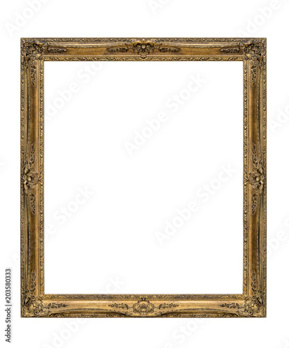 Old picture frame on white background  including clipping path