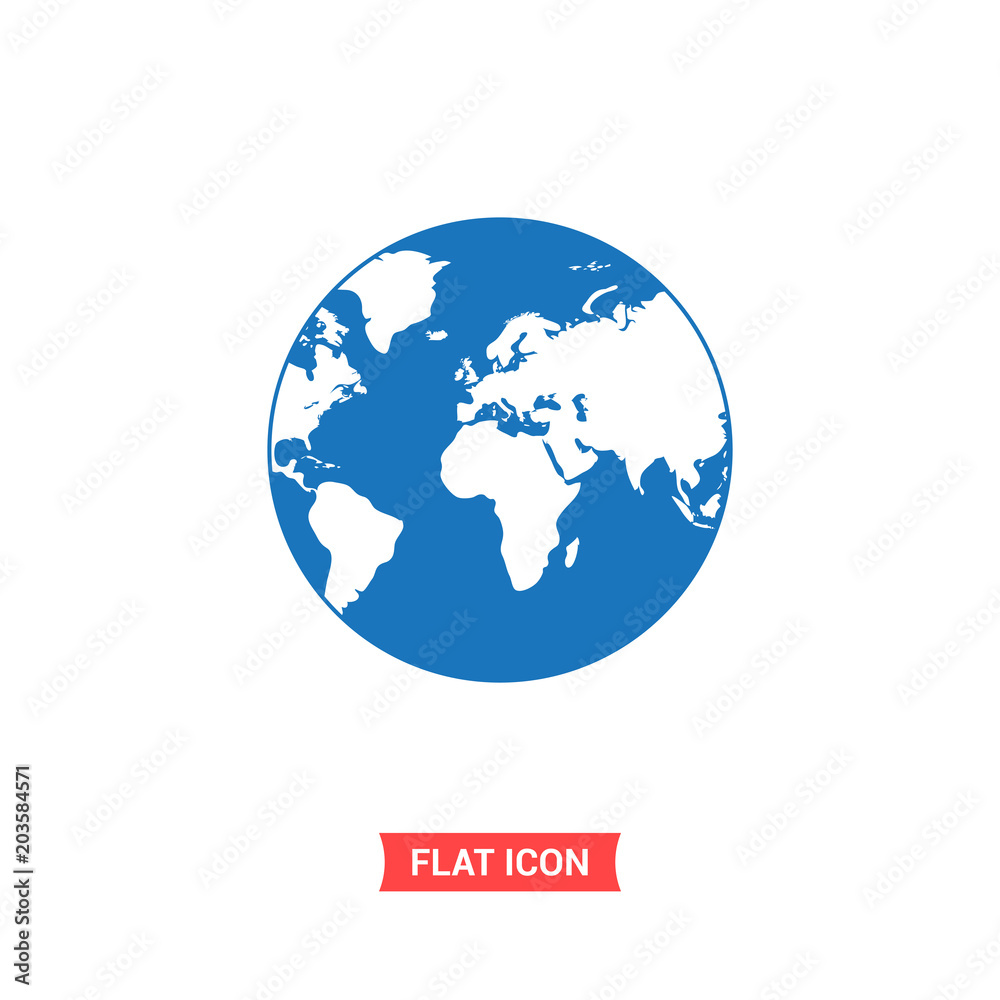 Earth vector icon, world map symbol. Simple, flat design for web or mobile app