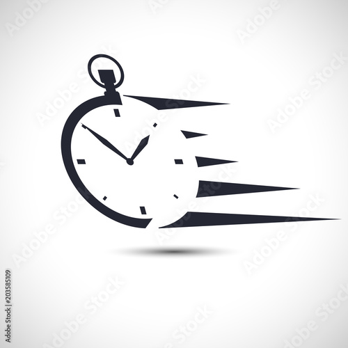 Speed stopwatch icon flat simple line watch logo vector illustration