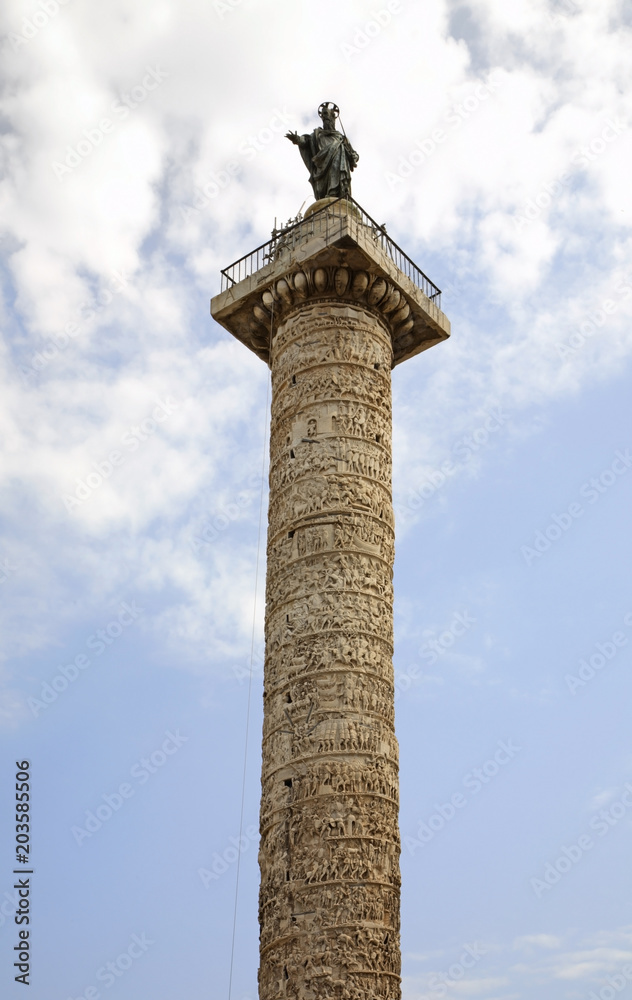 Column of Marcus Aurelius in Rome. Italy