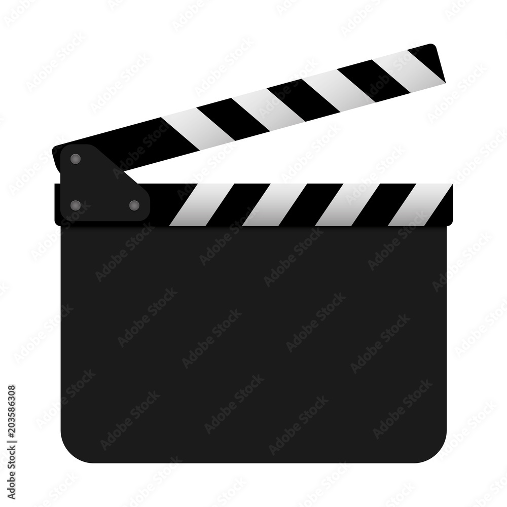 Film clapper board on white background. Vector