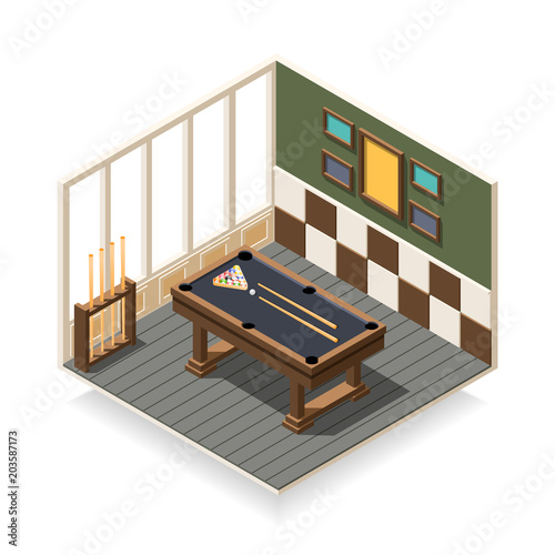 Billiard Room Isometric Composition