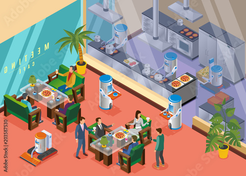 Isometric Robotic Restaurant Concept