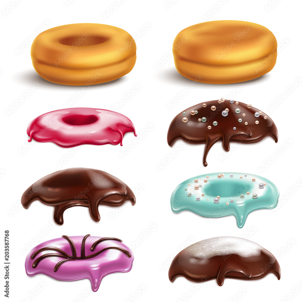 Fototapeta premium Donut Toppings Realistic Set