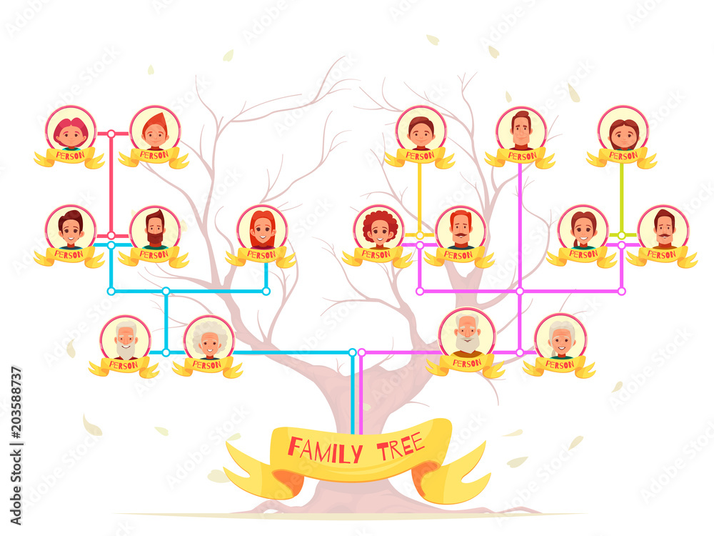 Family Tree Infographic Avatars Stock Vector | Adobe Stock