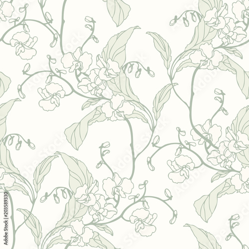 Seamless pattern with flowers orchids