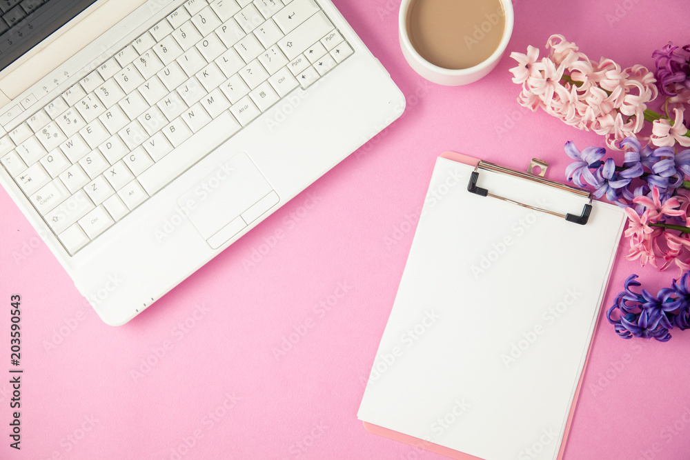 lilac flowers, laptop and coffee on a lilac background Spring, summer concept Flat lay Top view Copyspace lilac flowers, laptop and coffee on a lilac background Spring, summer concept Flat lay Top view Copyspace