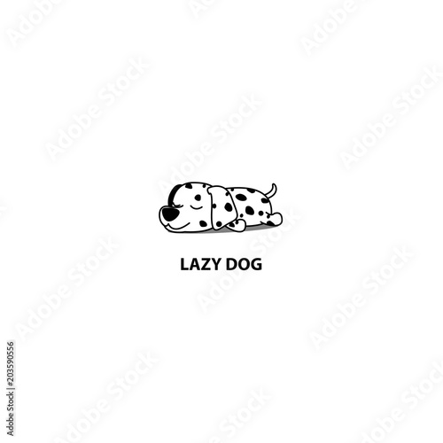 Lazy dog, cute dalmatian puppy sleeping icon, vector illustration