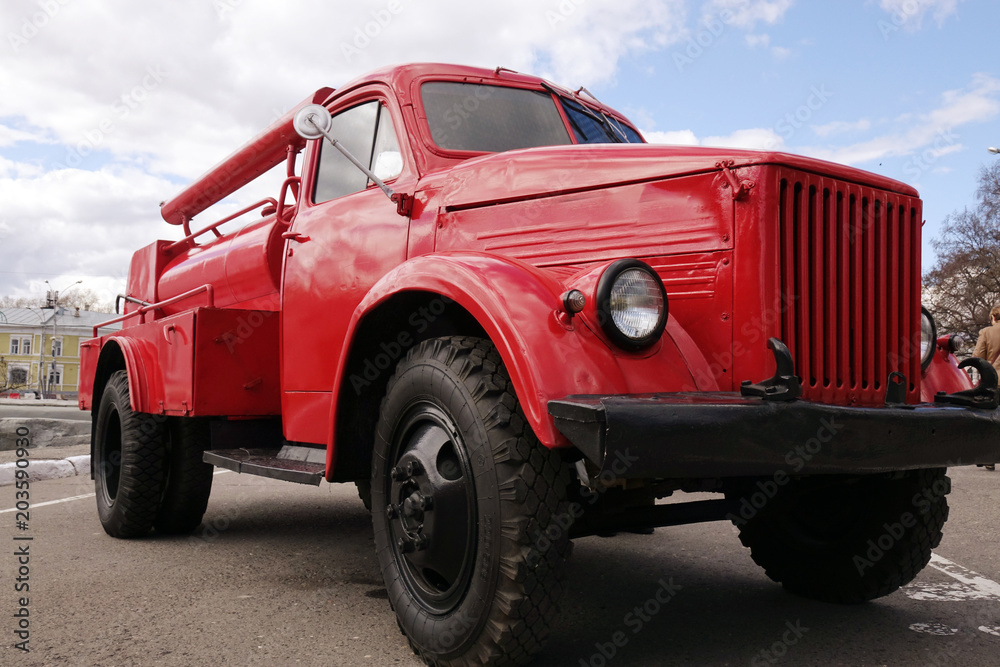 Old vintage classic fire truck.