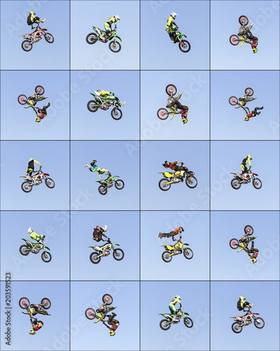 a set of tricks on a motorcycle
