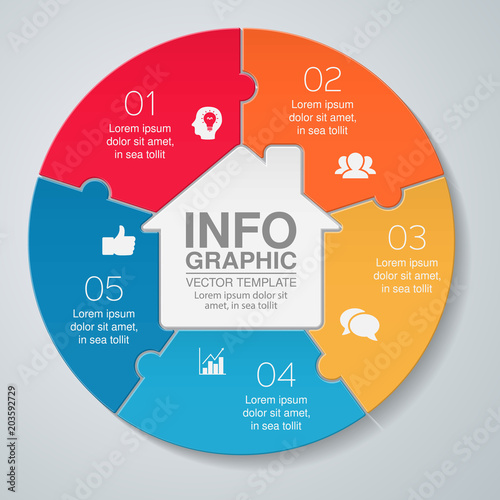 Vector infographic template for diagram, graph, presentation, chart, business concept with 5 options.