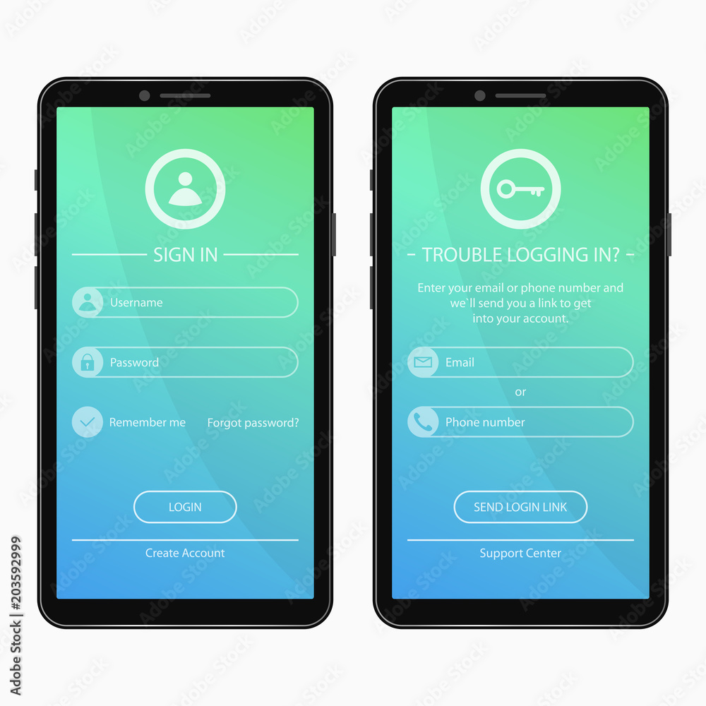 Login Page And Forgot Password Form Design For Mobile App User