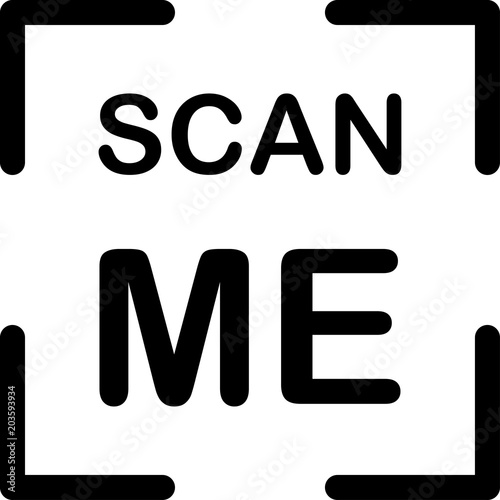 black symbol "scan me" on the white. QR code