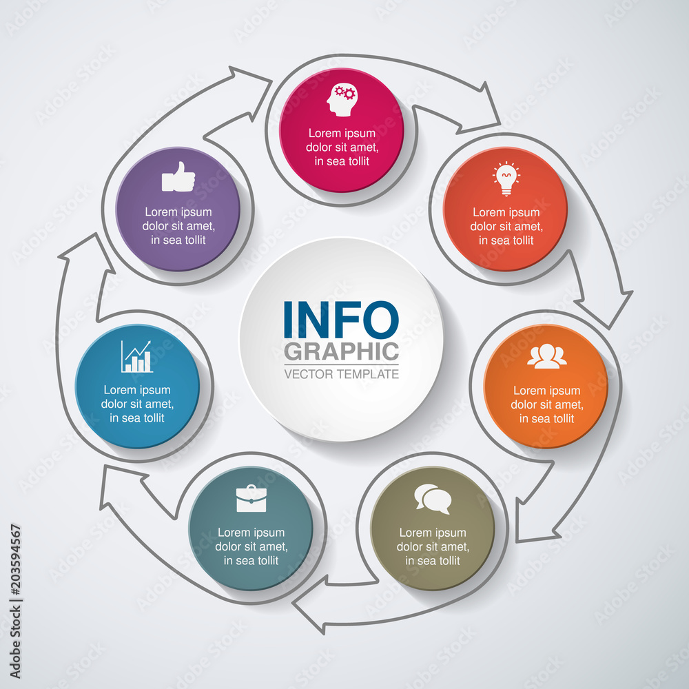 Vector infographic template for diagram, graph, presentation, chart, business concept with 7 options. Vector infographic template for diagram, graph, presentation, chart, business concept with 7 options.