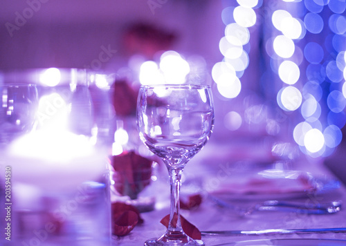 Romantic Wine Glasses on Table Valentines