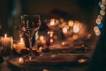 Romantic Wine Glass with Candles