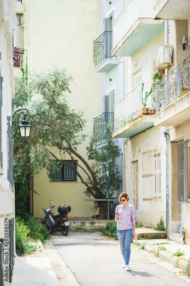 Warm sunny morning in the streets of the Greek capital. Warm sunny morning in the streets of the Greek capital.