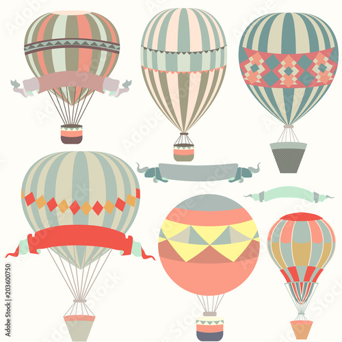 Fototapeta Naklejka Na Ścianę i Meble -  Collection of air balloons in vintage style