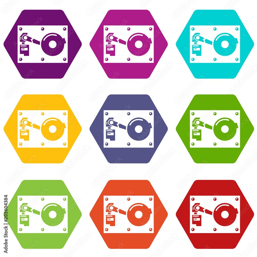 Broken technologyicons 9 set coloful isolated on white for web Broken technologyicons 9 set coloful isolated on white for web