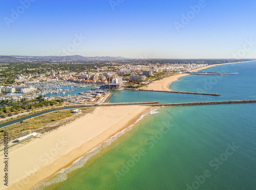 Aerial view of luxurious and touristic Vilamoura, Algarve, Portugal
