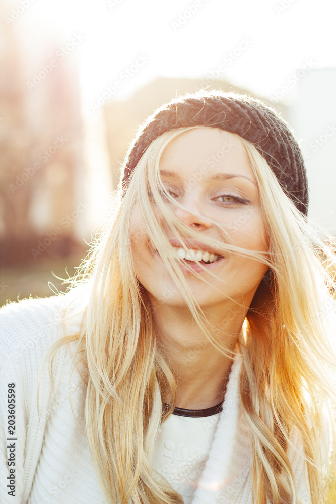 Beautiful smiling girl outdoor portrait close-up Beautiful smiling girl outdoor portrait close-up