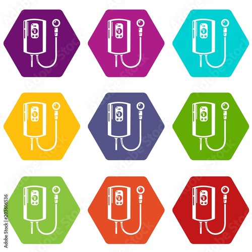 Boiler icons 9 set coloful isolated on white for web