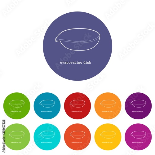 Evaporating dish icon in outline style isolated on white background vector illustration